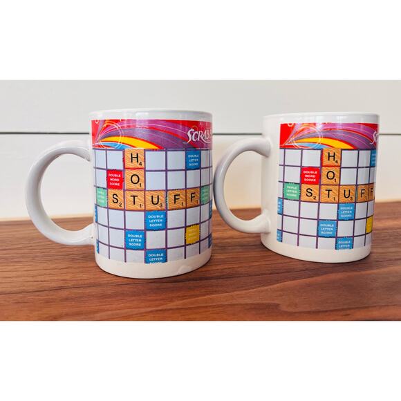 Scrabble Game "Coffee Break / Hot Stuff" Mugs (2) - Picture 2 of 14